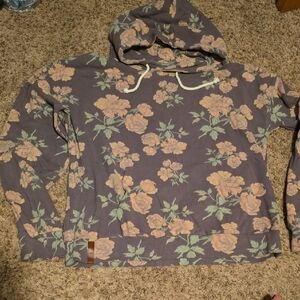 AMPERSAND AVE Floral Hoodie in Purple and Peach
